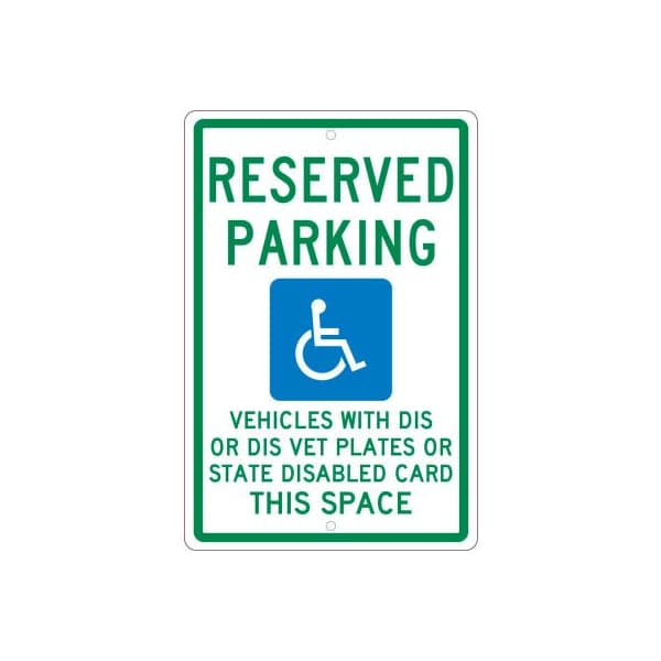 National Marker Co NMC Traffic Sign, Reserved Parking Wisconsin, 18in X 12in, White TMS343H - main